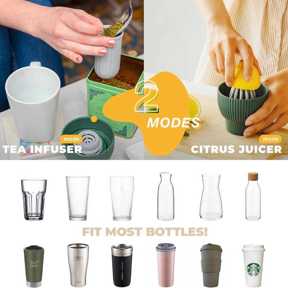 New SKUZEE Multifunction Reusable Lid, Cup, Juicer, Tea Infuser